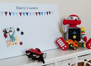 boy's bunting design magnetic noticeboard by the magnetic noticeboard company