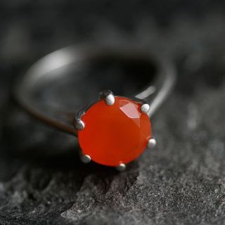 silver carnelian gemstone ring by house of yve