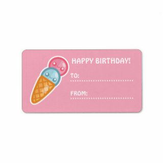Pink And Blue Kawaii Ice Cream Labels