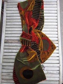 hand printed velvet scarf hepworth by trisha needham