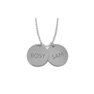 sterling silver engraved name discs necklace by anna lou of london