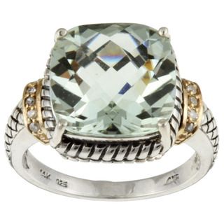 Meredith Leigh 14k Gold and Silver Green Amethyst and Diamond Accent Ring Meredith Leigh Gemstone Rings