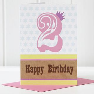 2nd birthday card girl by ella & otto