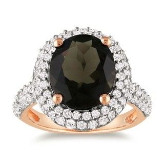 Miadora Pink Silver Smokey Quartz and Created Sapphire Ring (4 7/8ct TGW) Miadora Gemstone Rings