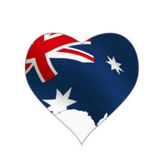 Australia Flag   Patriotic Australian Map Heart Stickers