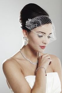crystal flower birdcage veil by queens & bowl