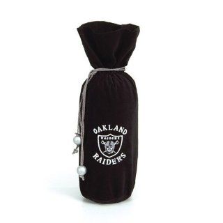 14" NFL Oakland Raiders Velvet Wine Bottle Drawstring Bag Kitchen & Dining