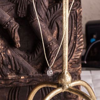 diamonds and silver pendant on fine silk by rochelle shepherd jewels