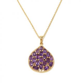 Technibond® Pear Shaped Amethyst Cluster Pendant with 18" Chain