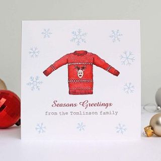 personalised festive jumper christmas cards by love give ink