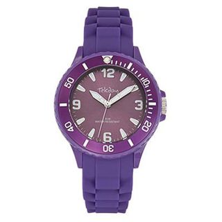 Tekday Children's Purple Plastic Case Silicone Sport Watch Girls' Watches