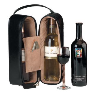 Man Made Leather Double Wine Presentation Case in Black
