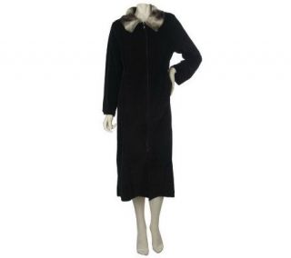 Dennis Basso Zip Front Robe with Faux Fur Detail —