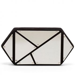Vince Camuto "Cleo" Mirrored Suede Convertible Clutch   Hexagonal