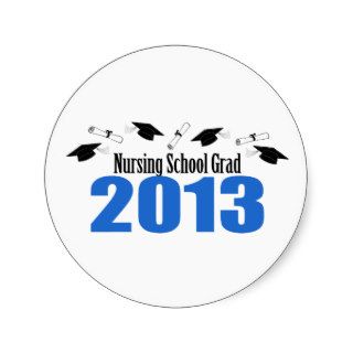 Nursing School Grad 2013 Caps And Diplomas (Blue) Sticker