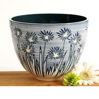 handmade dandelion design ceramic deep bowl by rowena gilbert contemporary ceramics