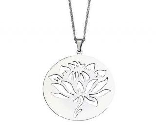 Steel by Design Flower Cutout Disc Pendant with22 Chain —