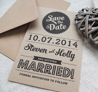 retro vintage style kraft save the date card by project pretty