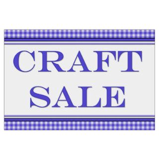 Simple Blue Gingham Craft Sale Sign