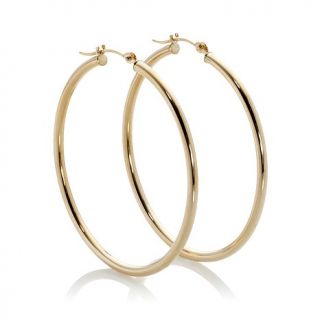 14K Gold Polished Hoop Earrings   1 9/16"