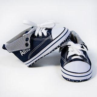 personalised denim boys high top trainers by my 1st years