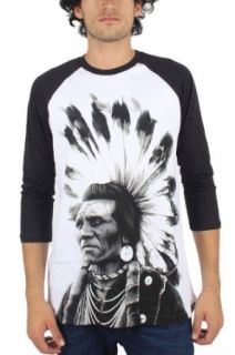 Rook   Mens Chief Eagle One 3/4 Raglan in White/Black, Size Medium, Color White/Black at  Mens Clothing store
