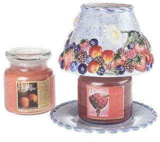 Yankee Candle Set of 2 14.5oz Scented Jar Candles w/ Shade and Plate —
