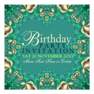 Peacock Lace Elegant Birthday Party Invitations