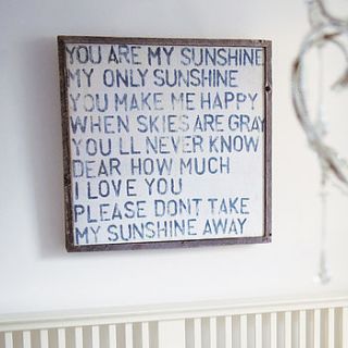 'you are my sunshine' wooden art print by box brownie trading