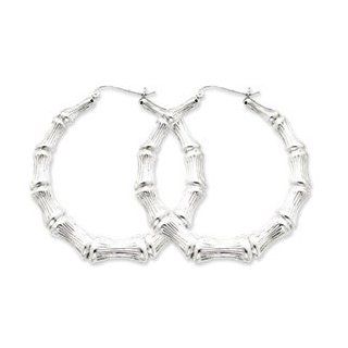 Sterling Silver Bamboo Hoop Earrings Jewelry