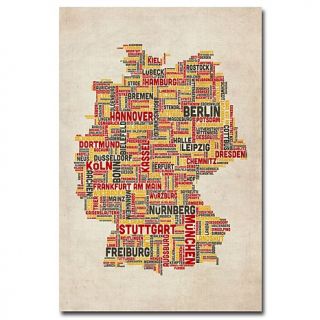 Michael Tompsett 'Germany Cities Text Map' Giclee Print   30" x 47"