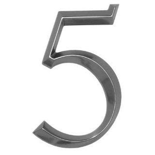 Classic 6 Inch Number "5"   Brushed Nickel  Address Plaques  Patio, Lawn & Garden