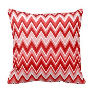 Pink, Coral, Red & White Chevron Zig Zag Print Throw Pillow
