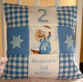 beatrix potter © birthday cushion by tuppenny house designs