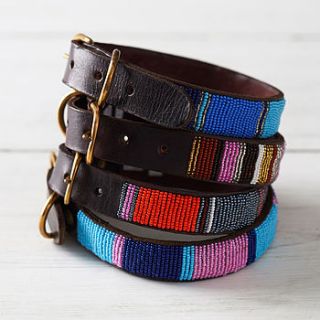 leather beaded dog collar by simba jones