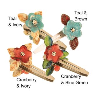 Glass Beads Flower Hair Clips (Set of 2) Hair Accessories