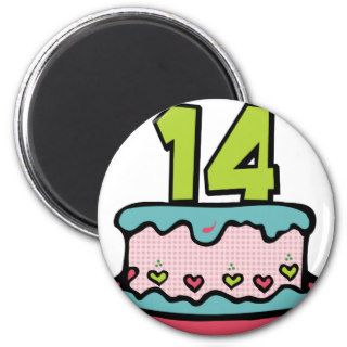 14 Year Old Birthday Cake Refrigerator Magnet