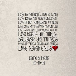 'love is patient' personalised wedding card by apple of my eye design
