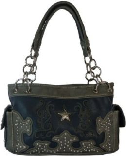 Montana West Womens Star Satchel Purse Faux Leather Western Handbag (Navy Blue) Shoulder Handbags Clothing