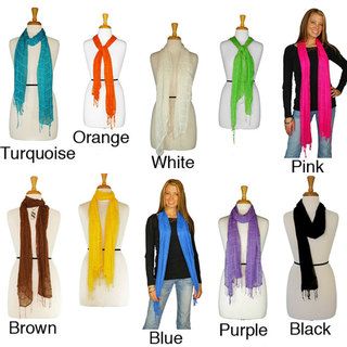 Solid Color Gauze Scarf (Indonesia) 1 World Sarongs Scarves & Wraps