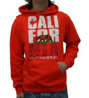 "California Republic" Design Men's Hooded Sweatshirt   ORANGE Clothing