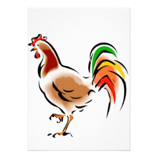 Colorful Rooster Custom Invites