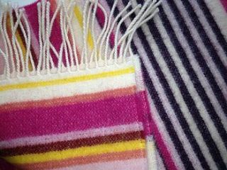 pink candy stripe lambswool scarf by the atlantic blanket company