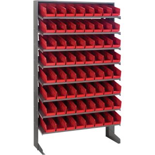 Quantum Storage Single Sided Rack With 64 Bins — 12in. x 36in. x 60in. Rack Size, Red, Model# QPRS-101 RD  Single Side Bin Units