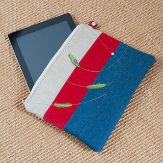 leaf linen and denim case for ipad by raspberry