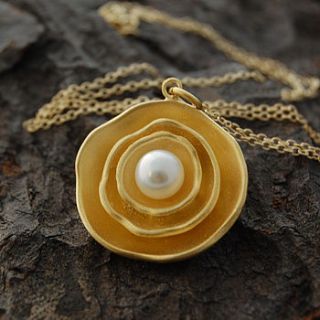 gold vermeil natural pearl ripple necklace by embers semi precious and gemstone designs