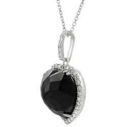 Tressa Sterling Silver Cubic Zirconia lined Black Heart Necklace Tressa Cubic Zirconia Necklaces