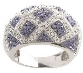 Sterling Crystal Diamond Pattern Ring —