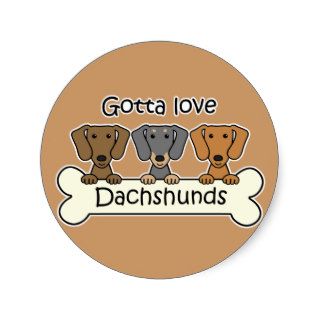 Three Dachshunds Round Sticker