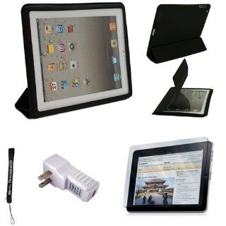 Black Protective Four Folded Smart Slim Case Cover Adjustable + Includes a High Quality and Durable + Includes a USB Home Charger Kit Computers & Accessories